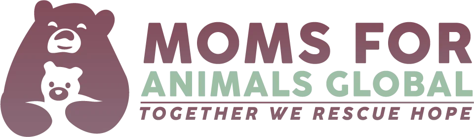 Moms for Animals - Mama bear logo with tagline: No Fluff, Just Action